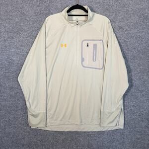 Under Armour Shirt Mens 2XL XXL Beige 1/4 Zip Pullover Performance Stretch